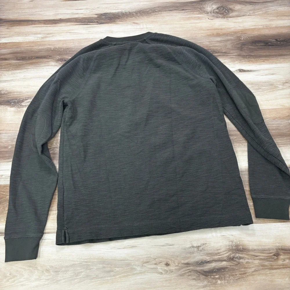 Banana Republic Henley Shirt Large Tall Core Temp Slub Cotton Blend Olive Green
